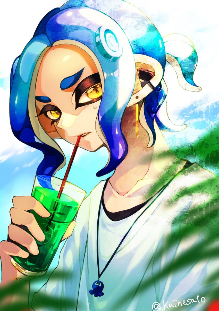 octoling player character and octoling boy (splatoon and 1 more) drawn by kainesato