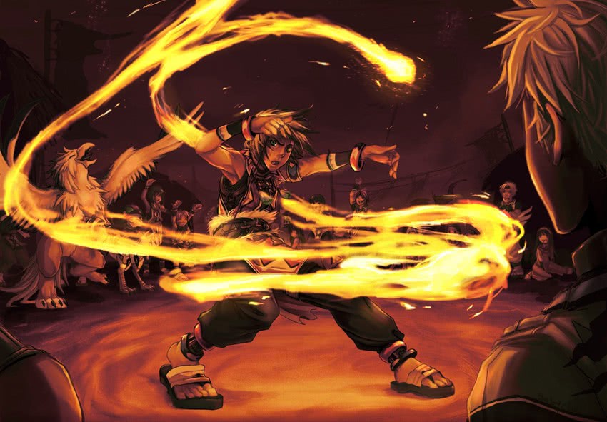 hugo, sgt joe, and fubar (gensou suikoden and 1 more) drawn by sebychu