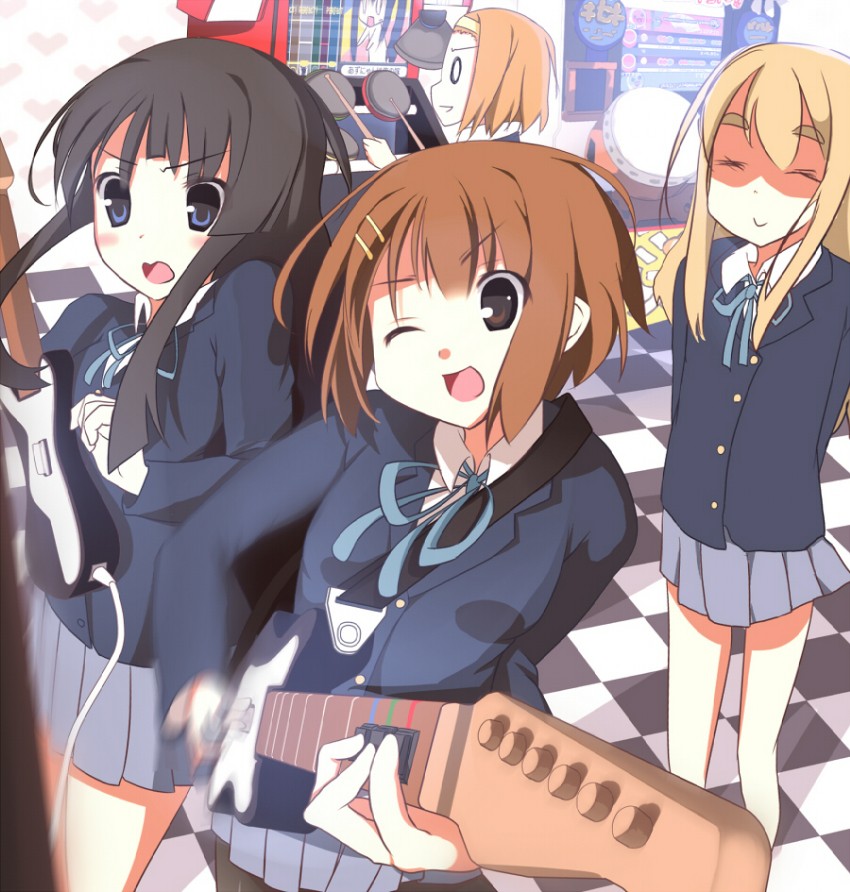 akiyama mio, nakano azusa, hirasawa yui, tainaka ritsu, and kotobuki tsumugi (k-on! and 3 more) drawn by akesaka_iku