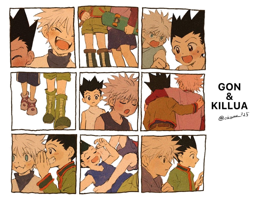 killua zoldyck and gon freecss (hunter x hunter) drawn by okome_325