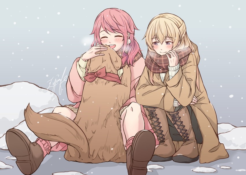 maruyama aya, shirasagi chisato, and leon (bang dream!) drawn by aiiro_bokujuu
