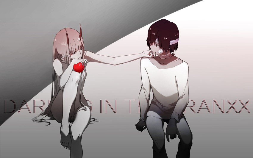 zero two and hiro (darling in the franxx) drawn by chenaze57