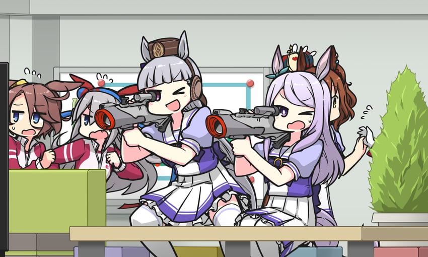 gold ship, mejiro mcqueen, tamamo cross, narita taishin, and aston machan (umamusume) drawn by hamu_koutarou