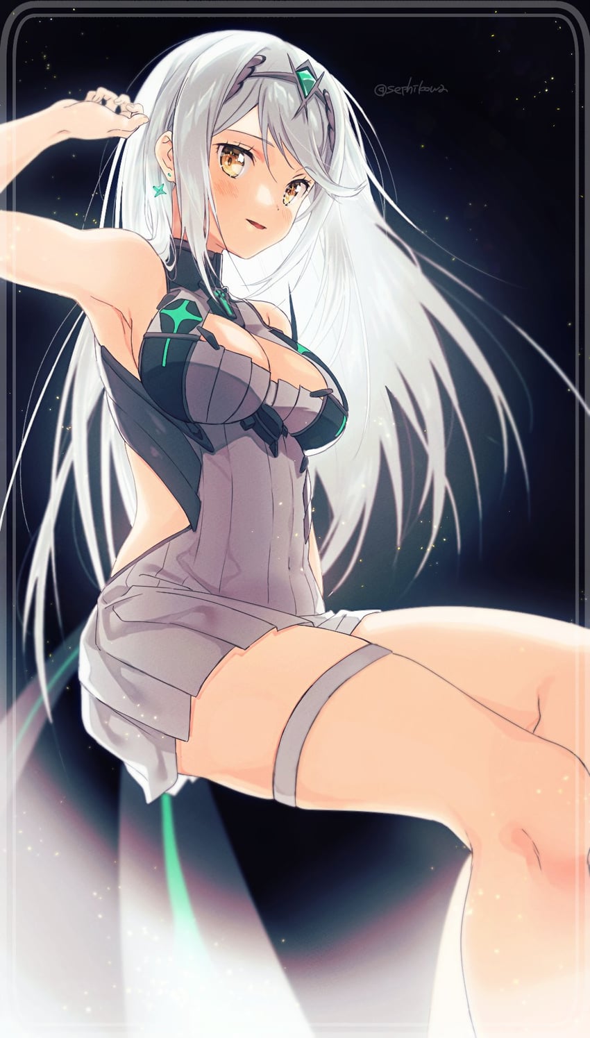mythra (xenoblade chronicles and 2 more) drawn by sephikowa