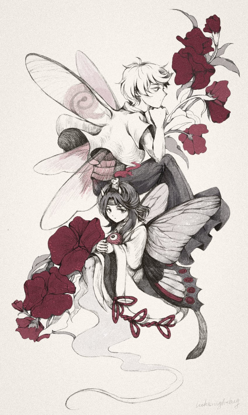 taira no chouki, ogata garaiya, and burabura (len'en) drawn by hotaru_kago