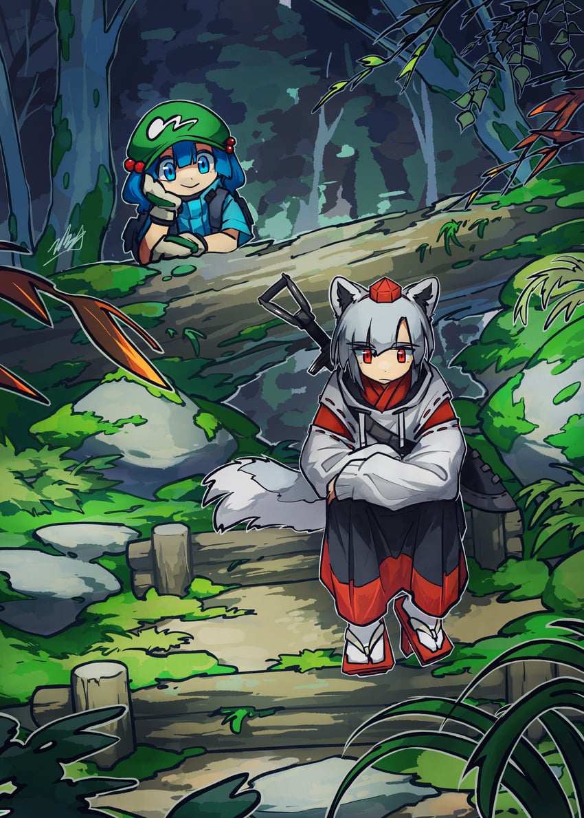 inubashiri momiji and kawashiro nitori (touhou) drawn by doggo_1d34