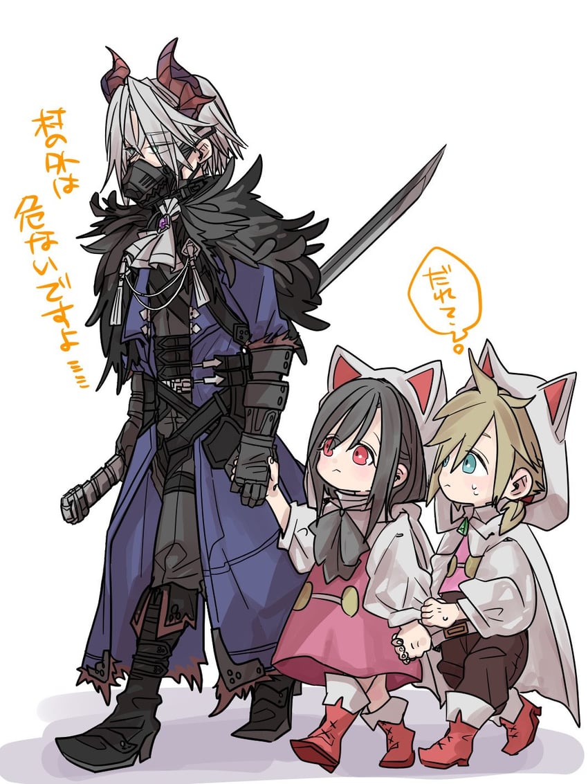 tifa lockhart, cloud strife, sephiroth, and white mage (final fantasy and 2 more) drawn by oshibainoticket