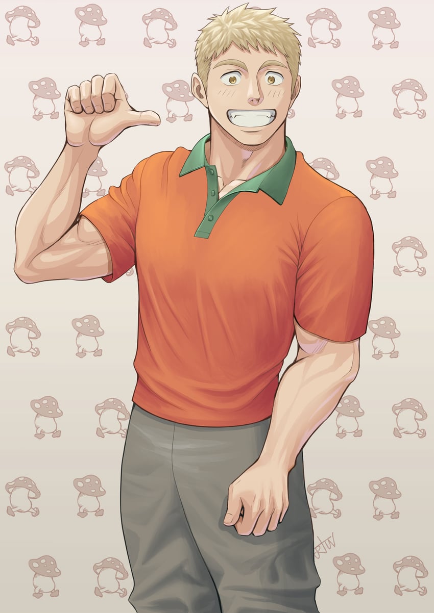 laios touden and walking mushroom (dungeon meshi) drawn by dariun_33