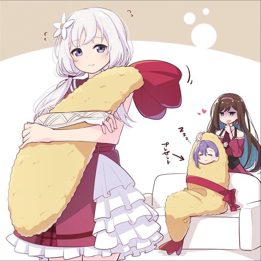 shiozaki suzume, honma akehi, and ishizuka fujino (assault lily) drawn by morugen