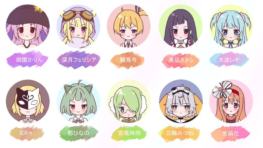 misono karin, minami rena, mitsuki felicia, miwa mitsune, miyabi shigure, and 5 more (mahou shoujo madoka magica and 2 more) drawn by ruru_(rurumagi)