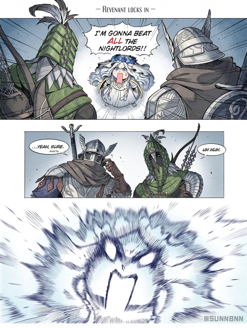 revenant, wylder, and ironeye (elden ring and 1 more) drawn by sunnbnn
