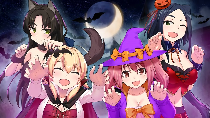 saion-ji enju, hanao akari, momochi myu, and fuma lily (moe! ninja girls)