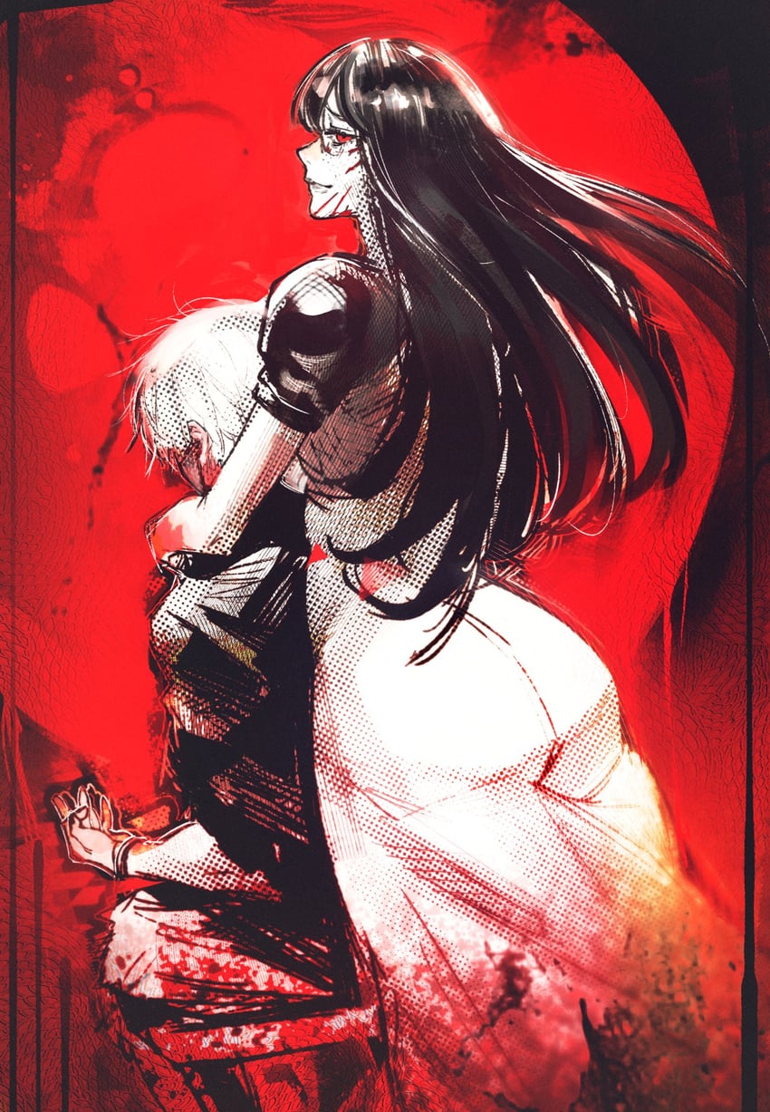 kaneki ken and kamishiro rize (tokyo ghoul) drawn by ammenite