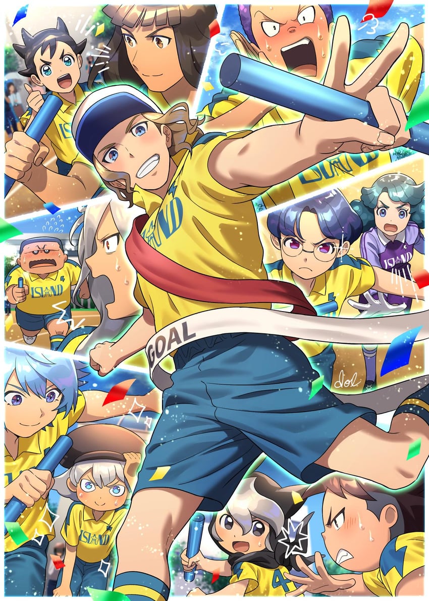 michinari tatsumi, mansaku yuuichirou, inamori asuto, hiura kirina, haizaki ryouhei, and 7 more (inazuma eleven and 1 more) drawn by dolustoy