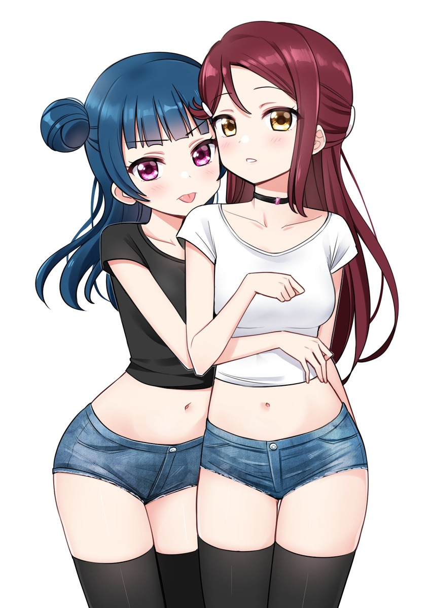 tsushima yoshiko and sakurauchi riko (love live! and 1 more) drawn by deadnooodles
