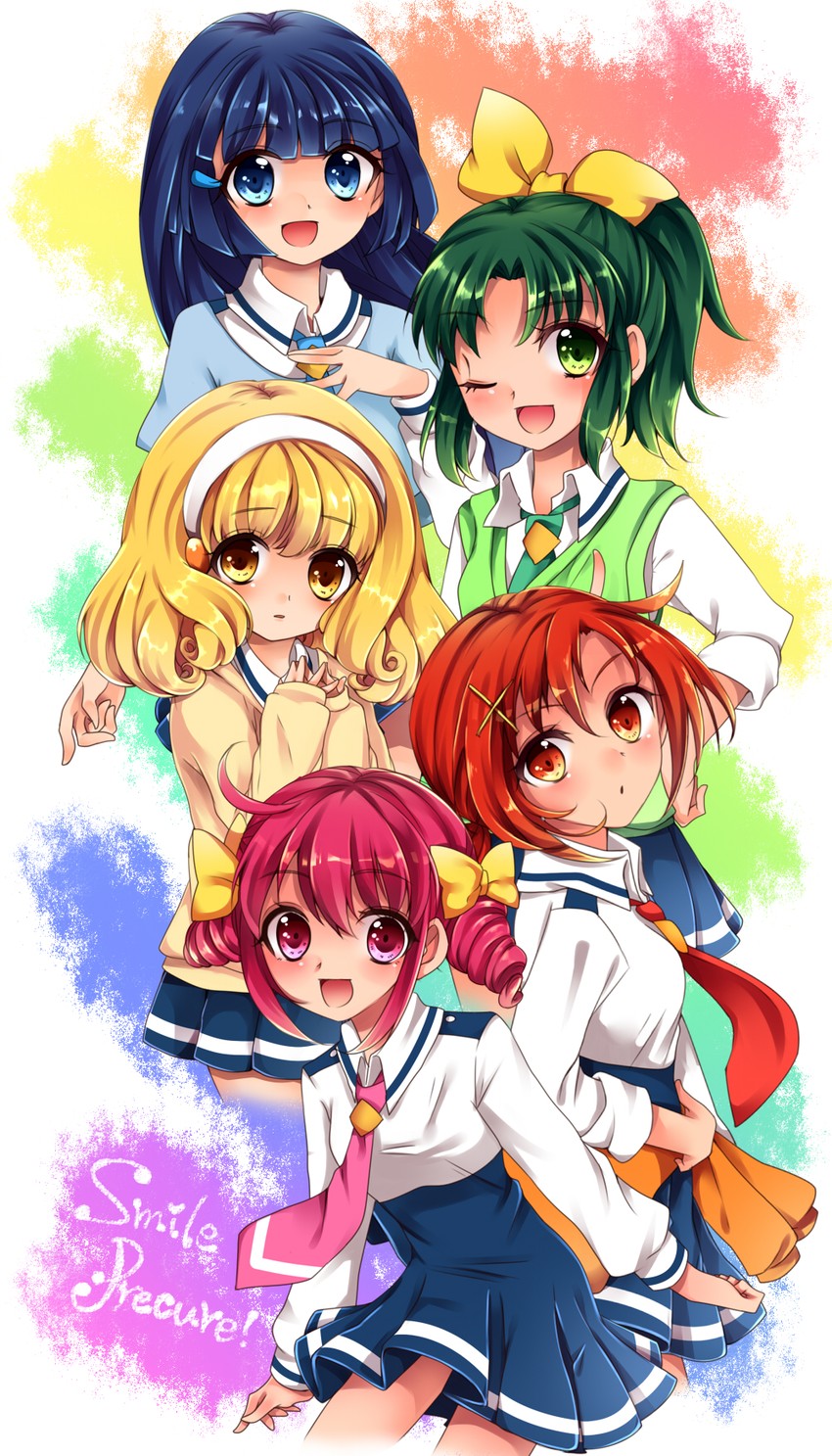 midorikawa nao, kise yayoi, aoki reika, hino akane, and hoshizora miyuki (precure and 1 more) drawn by uzuki_aki