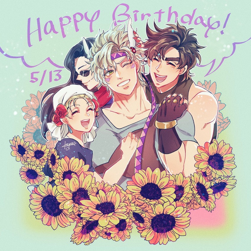 joseph joestar, caesar anthonio zeppeli, lisa lisa, and suzi q (jojo no kimyou na bouken and 1 more) drawn by kogatarou