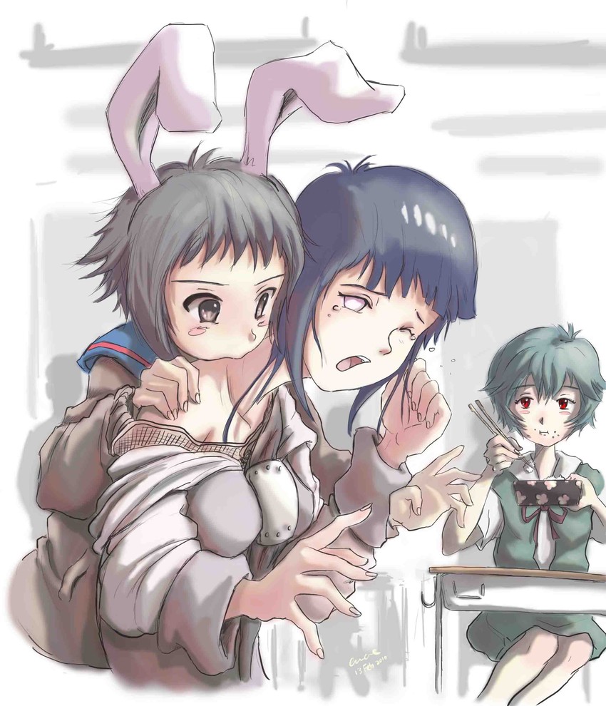 ayanami rei, nagato yuki, and hyuuga hinata (neon genesis evangelion and 2 more) drawn by encre