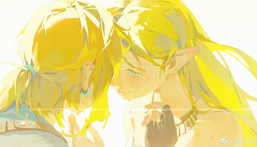 link and princess zelda (the legend of zelda) drawn by beishan_qi