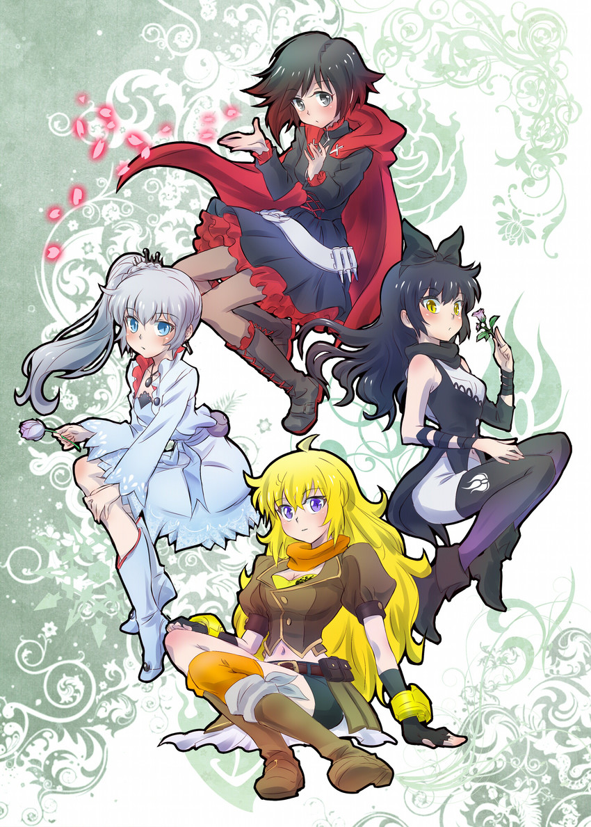 ruby rose, weiss schnee, yang xiao long, and blake belladonna (rwby) drawn by iesupa