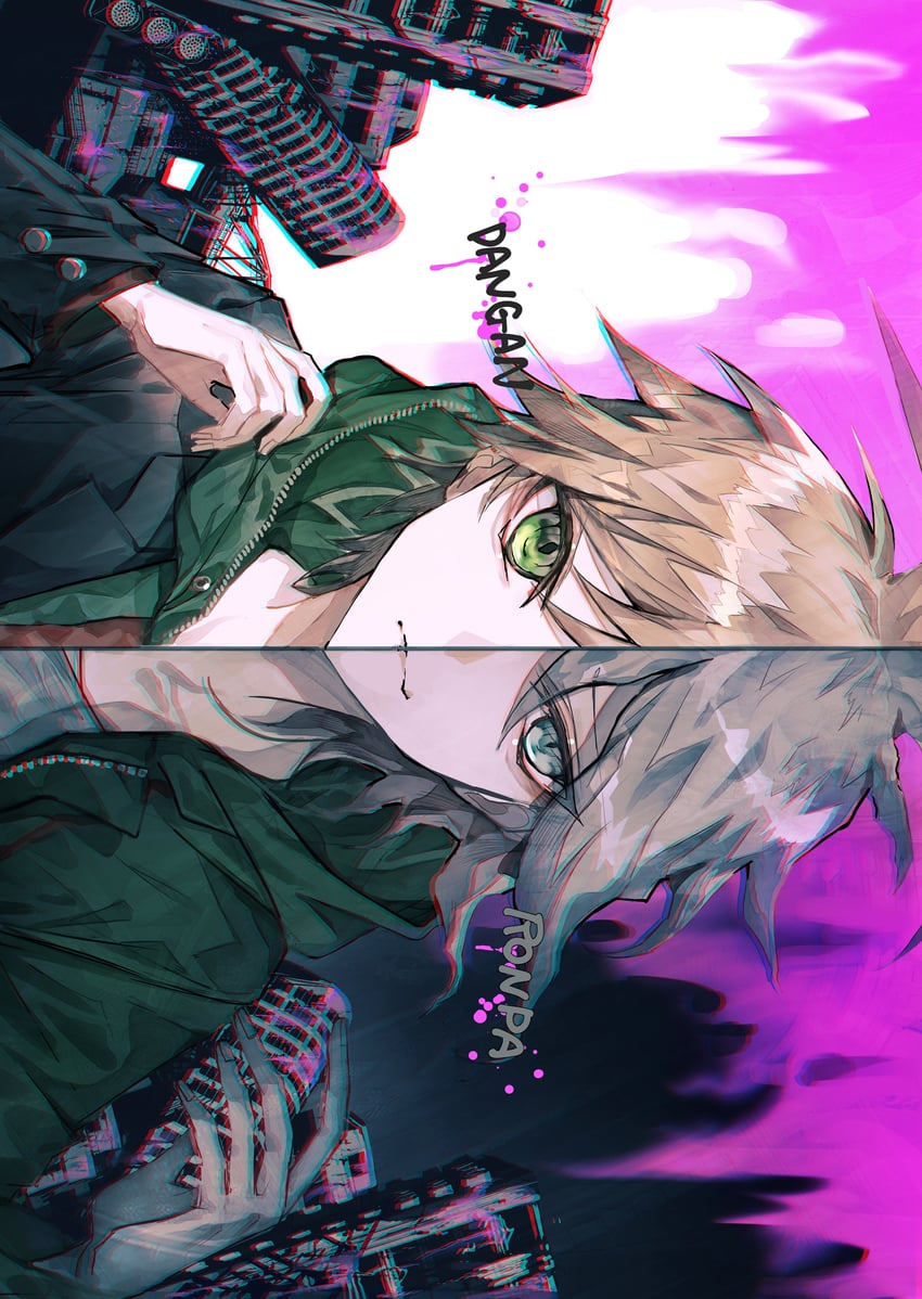 komaeda nagito and naegi makoto (danganronpa and 2 more) drawn by mura_karuki