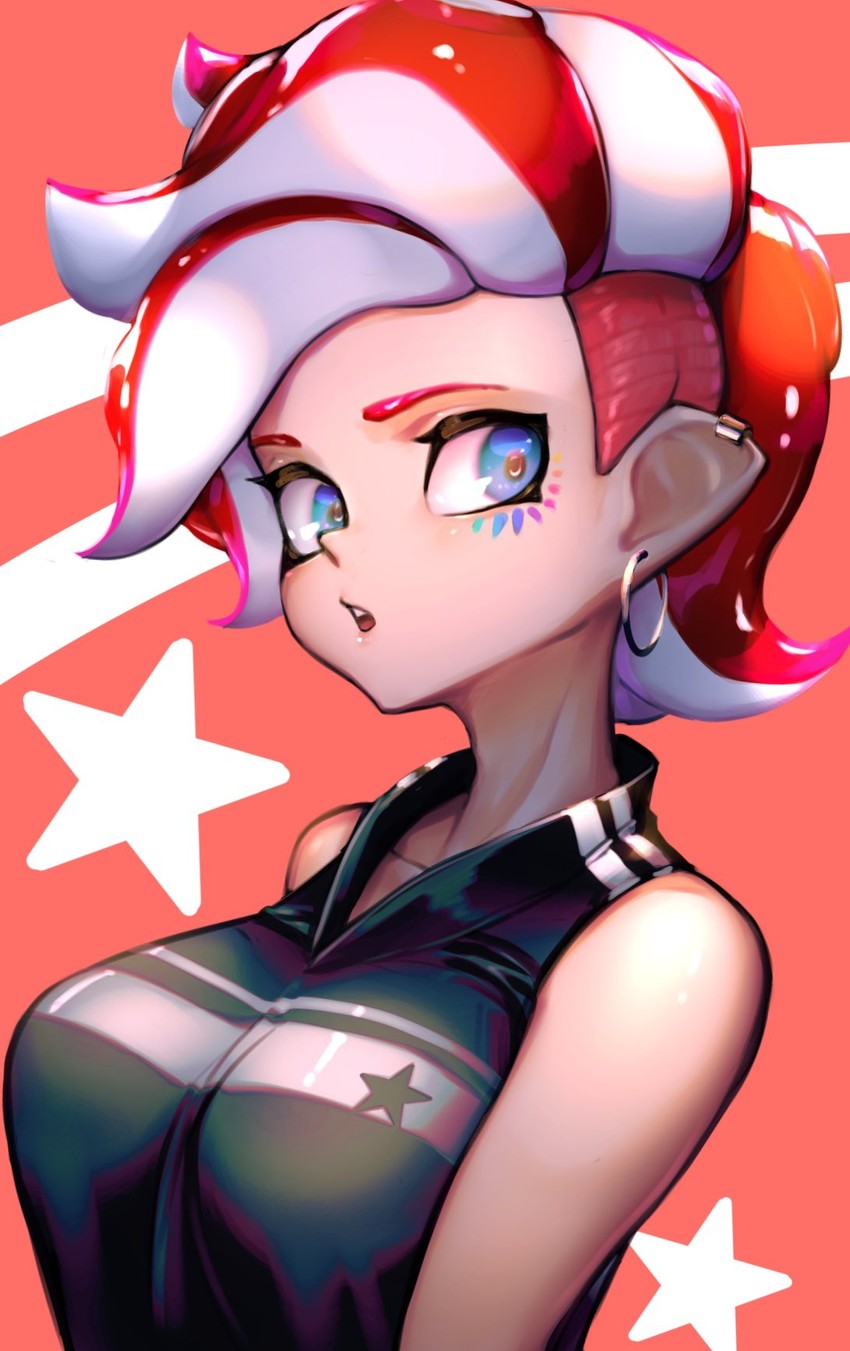octoling player character and octoling girl (splatoon and 2 more) drawn by kashu_(hizake)