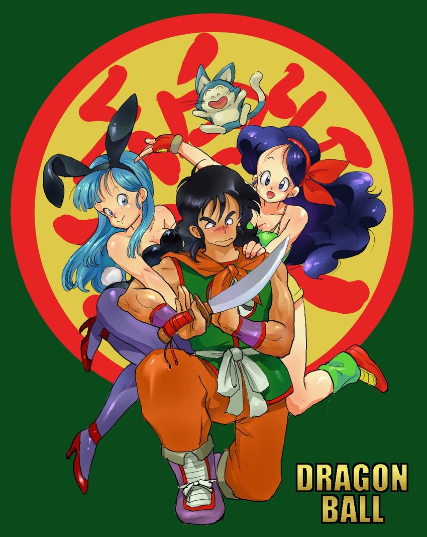 bulma, lunch, yamcha, and puar (dragon ball) drawn by inu_(jojoaaa)