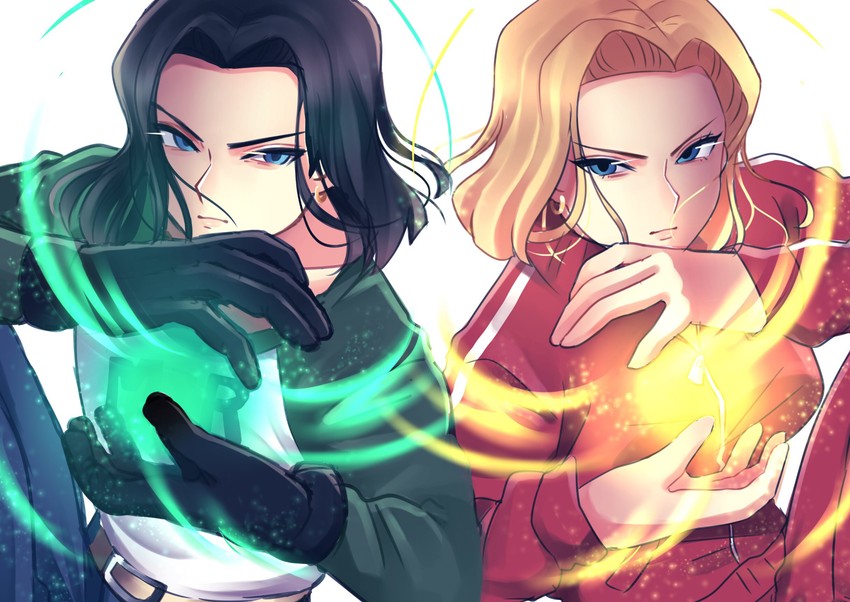 android 18 and android 17 (dragon ball and 1 more) drawn by inairego116