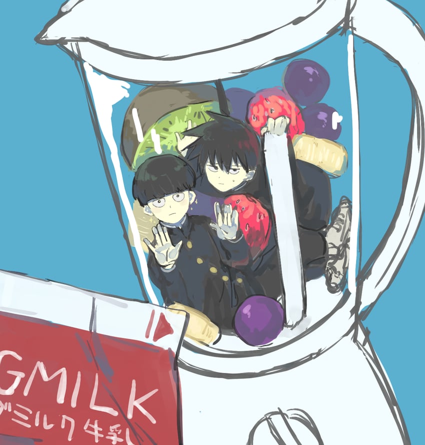 kageyama shigeo and kageyama ritsu (mob psycho 100) drawn by inuwaooon