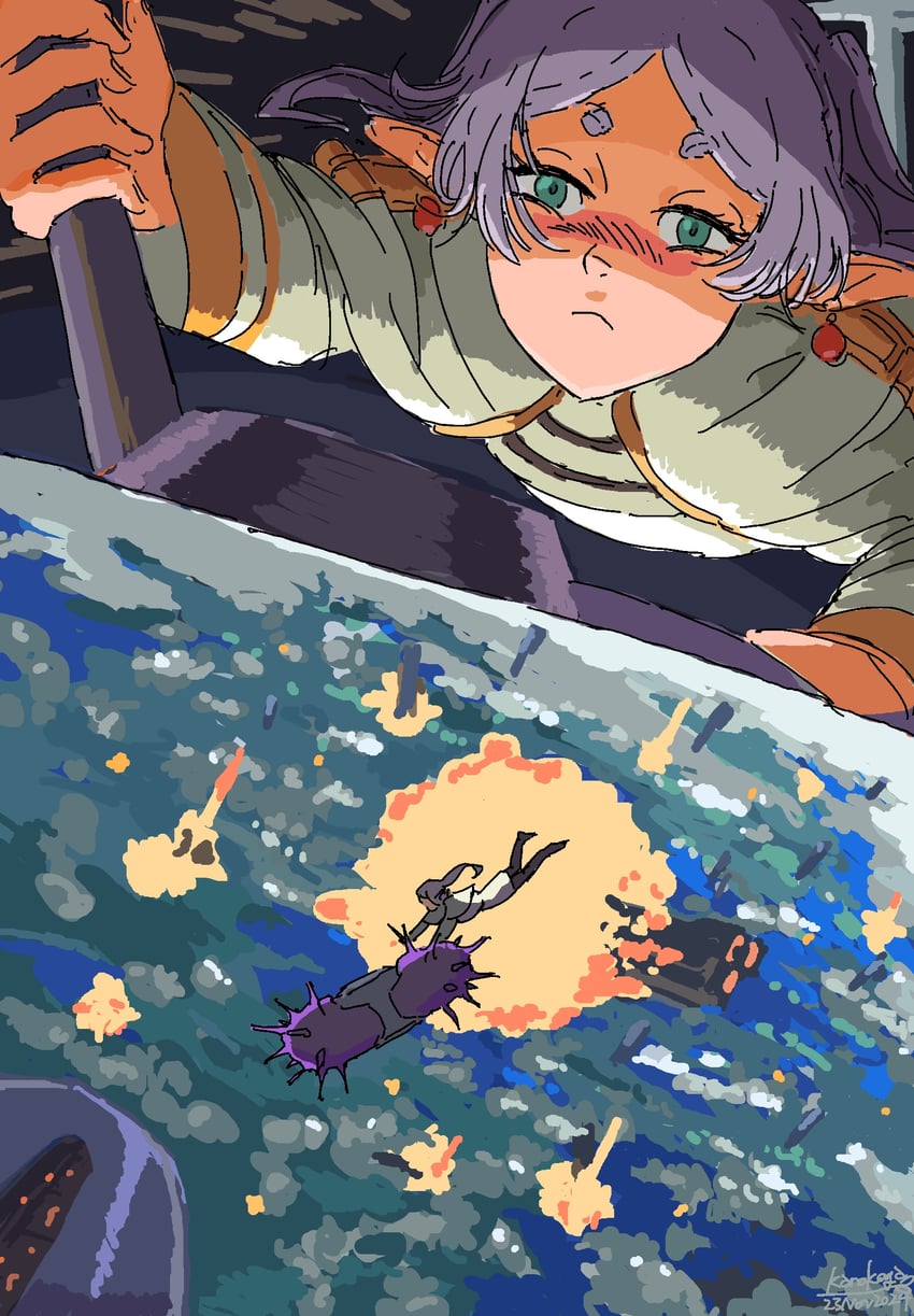 frieren (sousou no frieren and 2 more) drawn by kanokoga