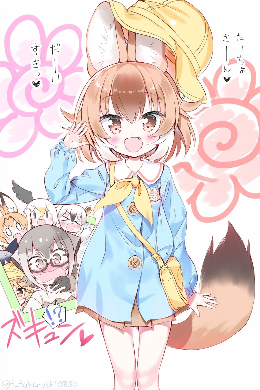 serval, silver fox, ezo red fox, dhole, meerkat, and 2 more (kemono friends and 1 more) drawn by takahashi_tetsuya