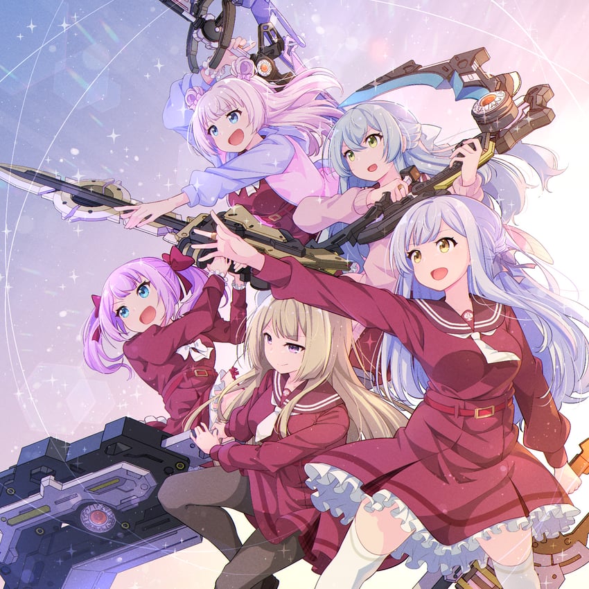 kon kanaho, miyagawa takane, sadamori himeka, toki kureha, and tamba akari (assault lily) drawn by morugen
