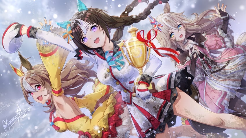 hokko tarumae, copano rickey, and wonder acute (umamusume) drawn by shinmai_(kyata)