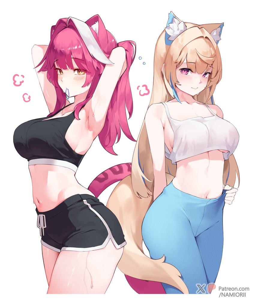 fuwawa abyssgard and raora panthera (hololive and 1 more) drawn by namiorii