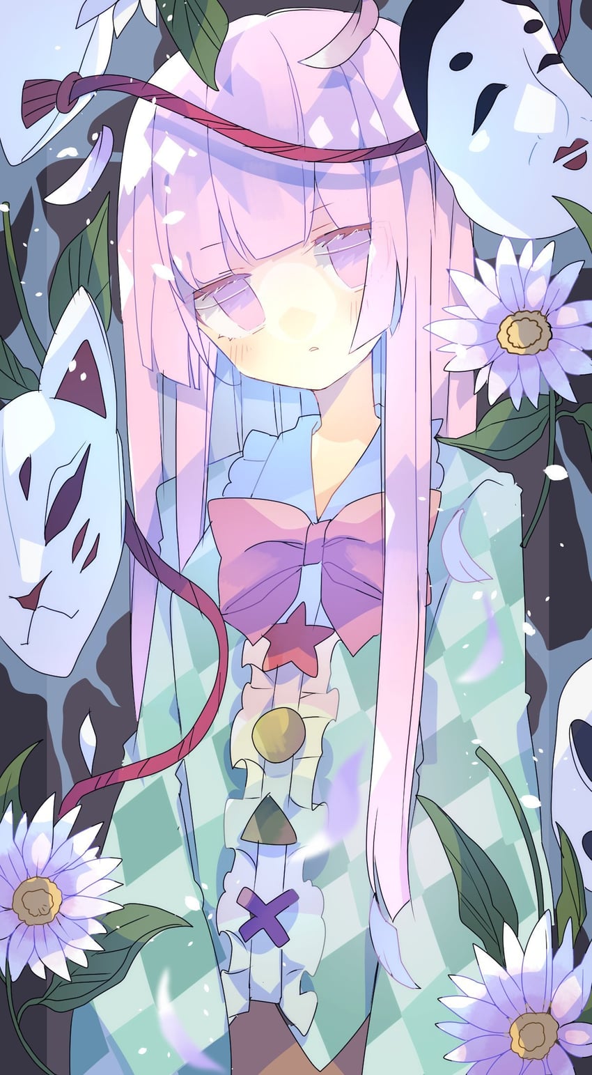 hata no kokoro (touhou) drawn by nikorashi-ka