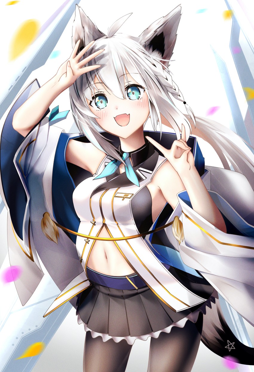 shirakami fubuki (hololive and 1 more) drawn by yokaze_(yokajie)