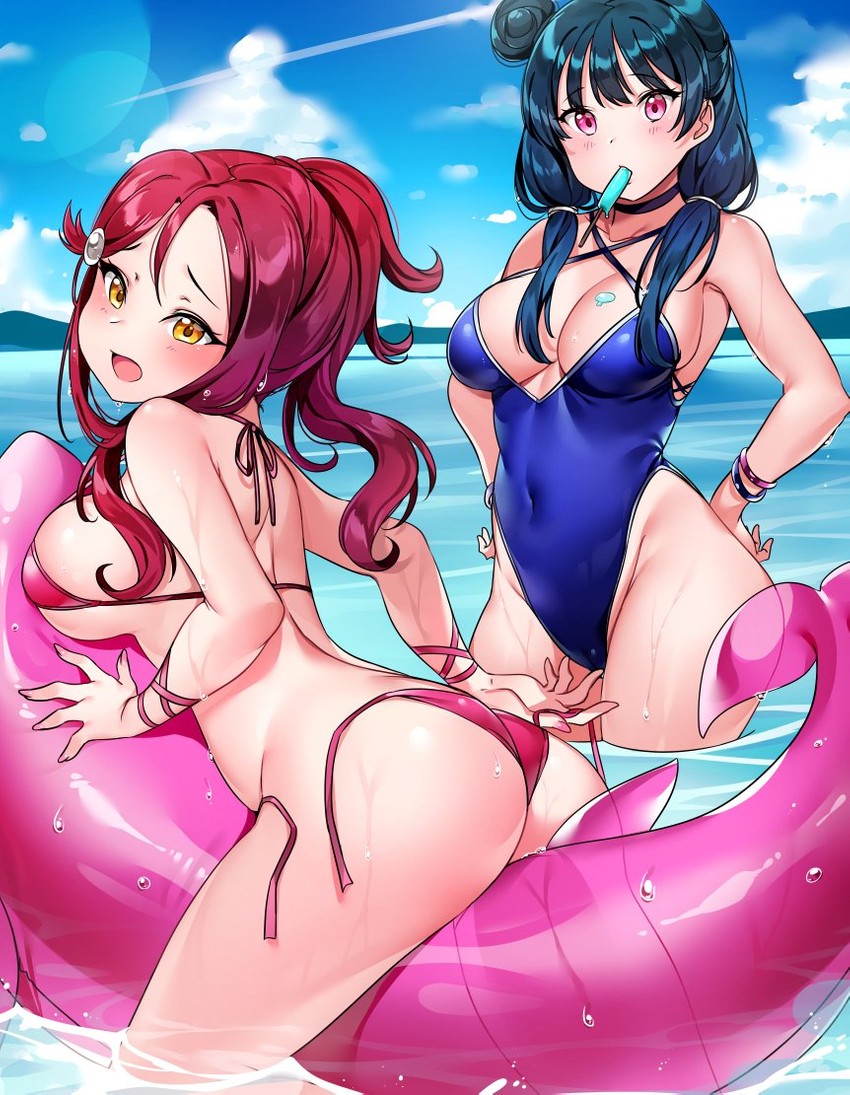 tsushima yoshiko and sakurauchi riko (love live! and 1 more) drawn by tem10