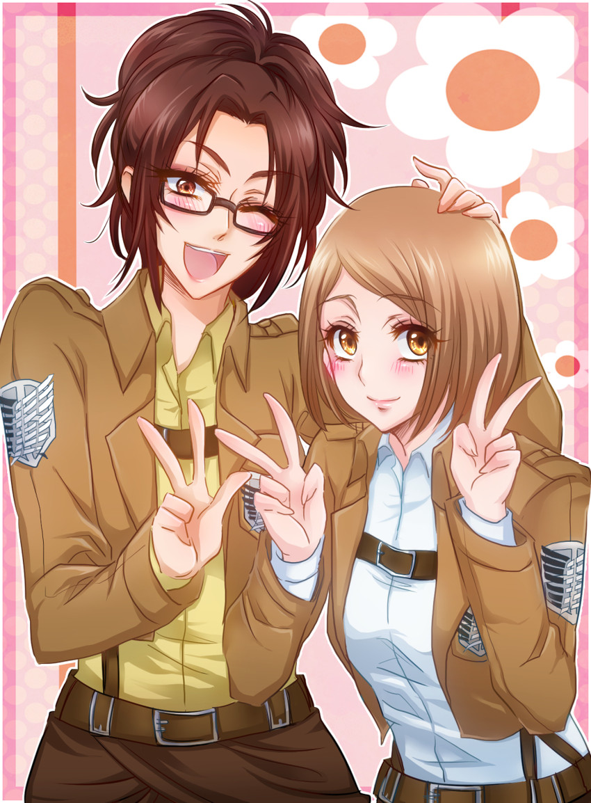 hange zoe and petra ral (shingeki no kyojin) drawn by kiraki