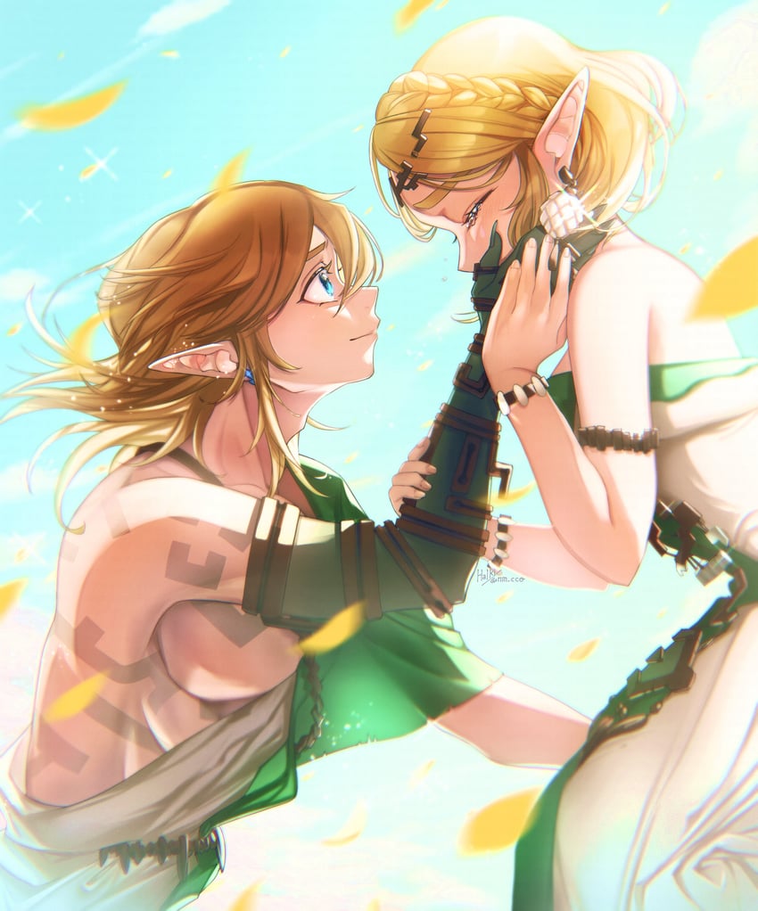 link and princess zelda (the legend of zelda and 1 more) drawn by ao_haruki