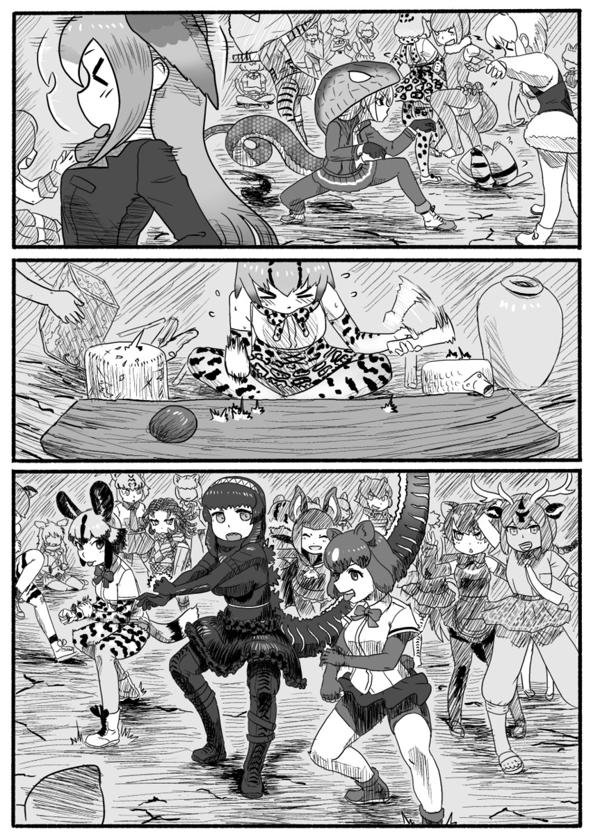 lucky beast, godzilla, jaguar, brown bear, small-clawed otter, and 9 more (original and 4 more) drawn by kishida_shiki