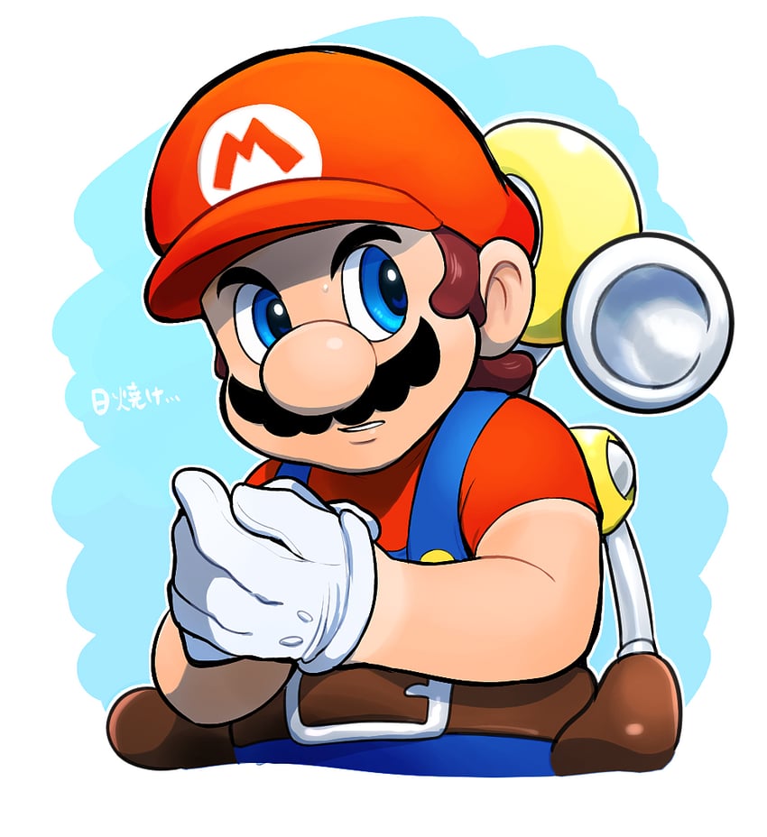 mario and f.l.u.d.d. (mario and 1 more) drawn by hoshi_(star-name2000)