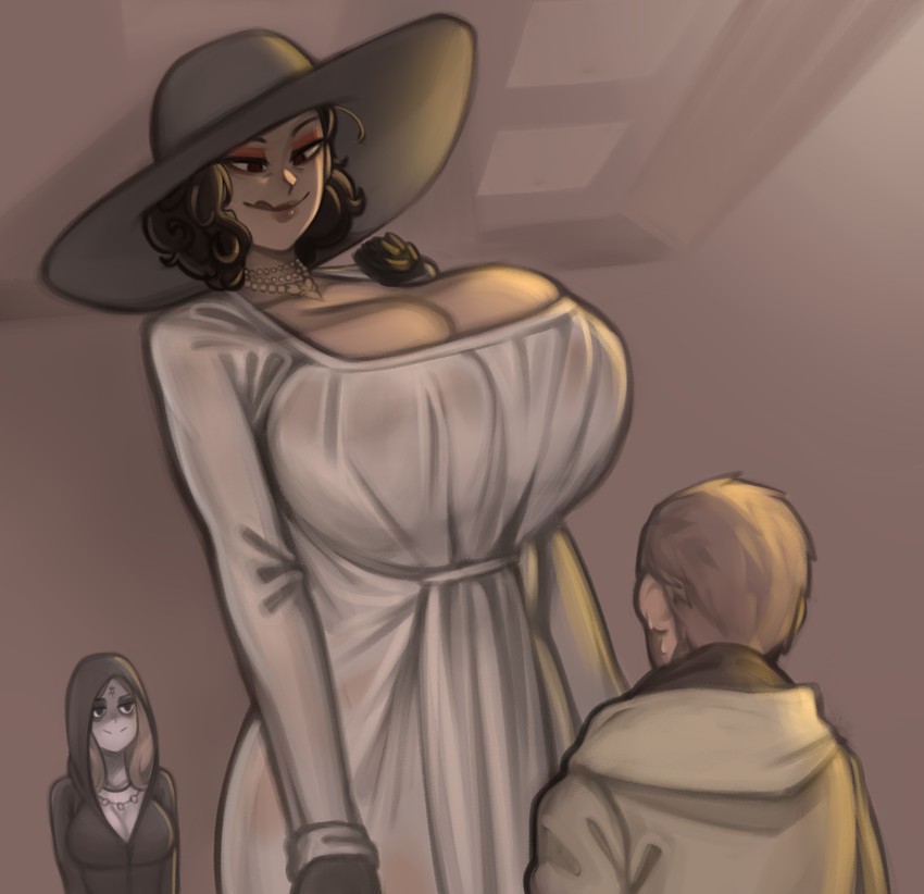 alcina dimitrescu, ethan winters, and daniela dimitrescu (resident evil and 1 more) drawn by kelvin_hiu