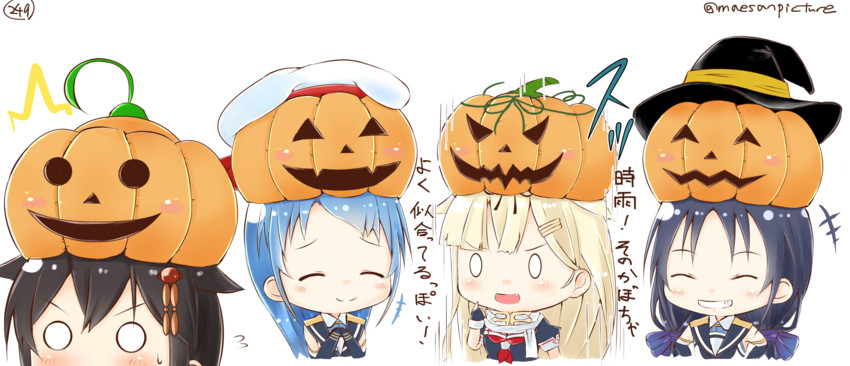 shigure, yuudachi, shigure kai ni, yuudachi kai ni, samidare, and 1 more (kantai collection) drawn by mae_(maesanpicture)