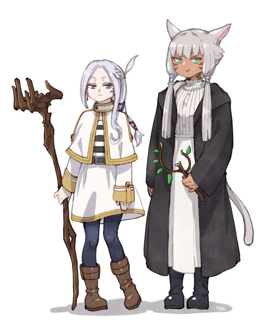 frieren, fern, y'shtola rhul, and matoya (final fantasy and 2 more) drawn by hjz_(artemi)