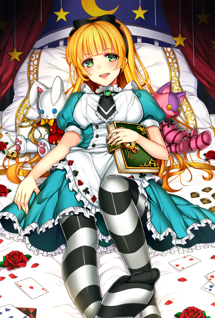 alice, white rabbit, and cheshire cat (original and 1 more) drawn by mi_(liki1020)