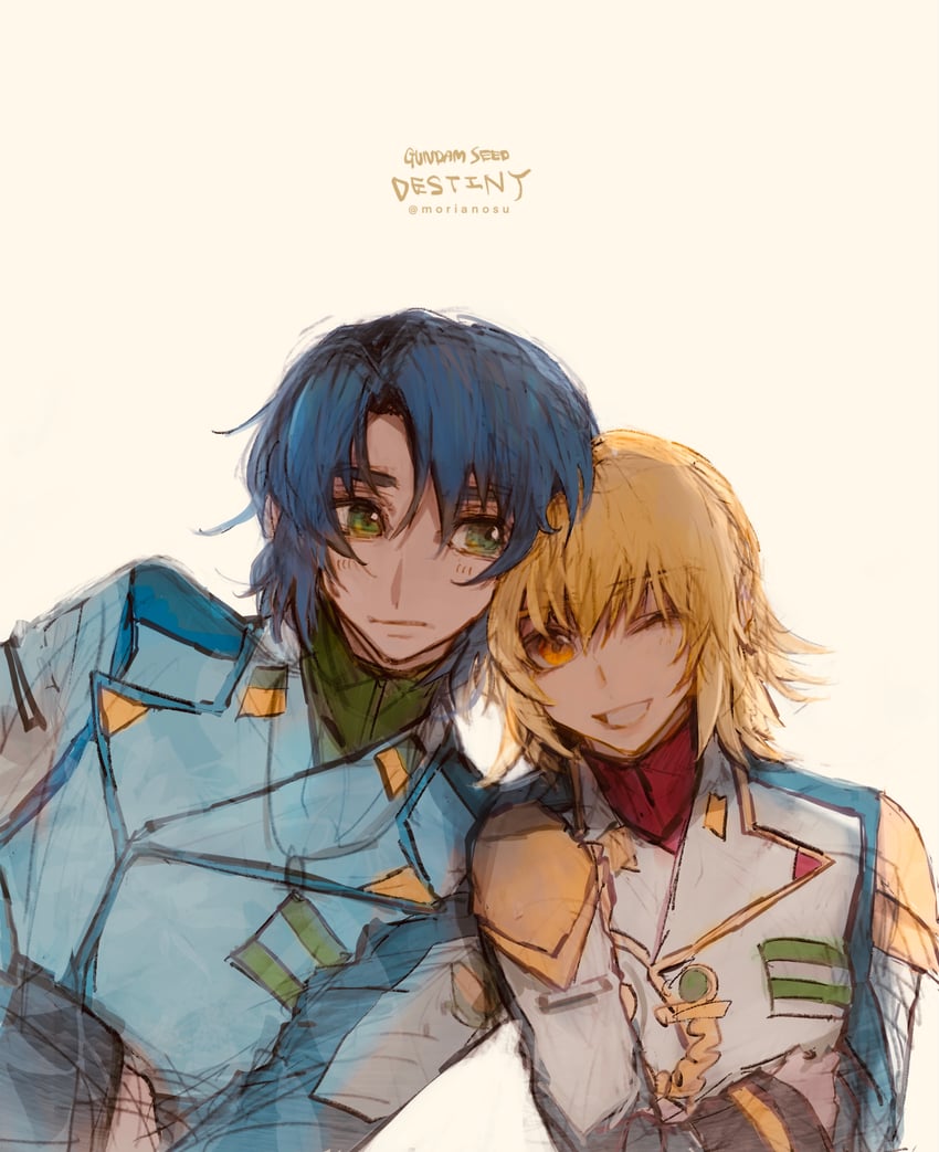 cagalli yula athha and athrun zala (gundam and 2 more) drawn by she_(morianosu)