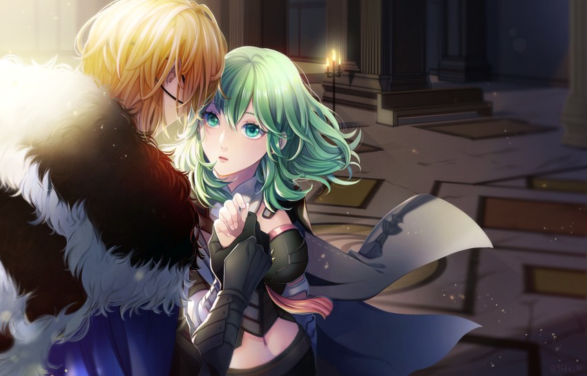 dimitri alexandre blaiddyd and female byleth (fire emblem and 1 more) drawn by kasu_(96ks_3h)