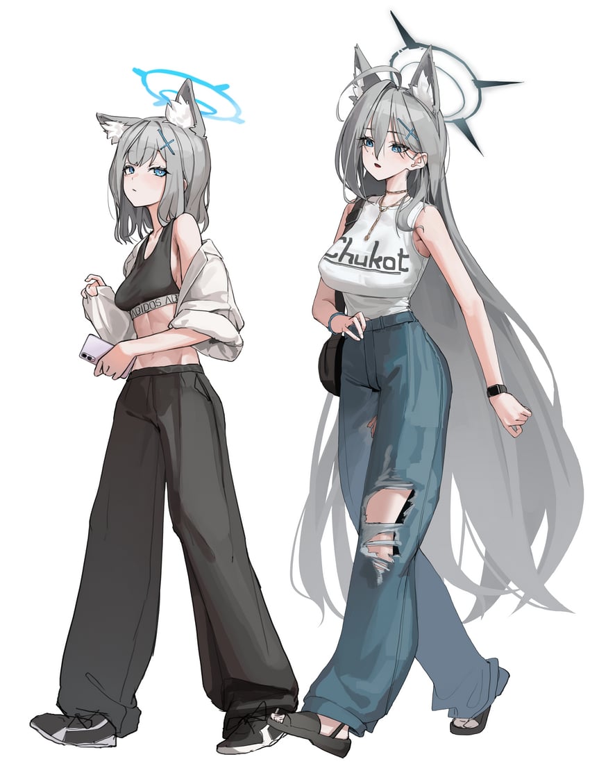 shiroko and shiroko terror (blue archive) drawn by tagua