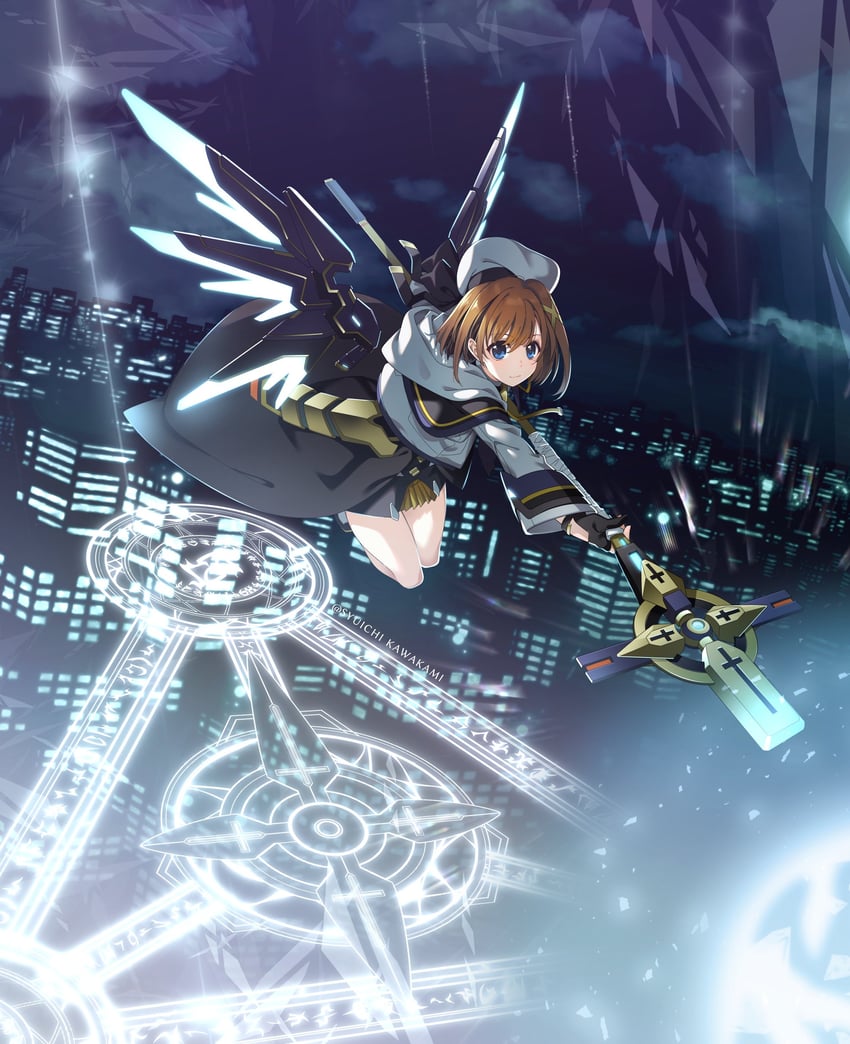 yagami hayate and schwertkreuz (lyrical nanoha and 3 more) drawn by kawakami_shuuichi