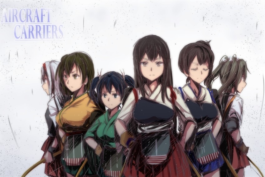 kaga, akagi, zuikaku, shoukaku, souryuu, and 1 more (kantai collection) drawn by rpg-exen
